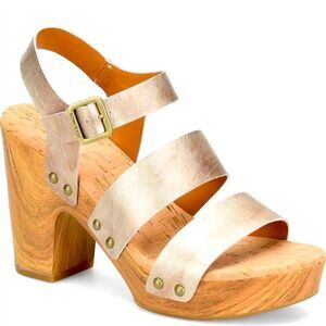 NEW KORK-EASE Della Slingback Platform Sandal In Light Gold Size 11M